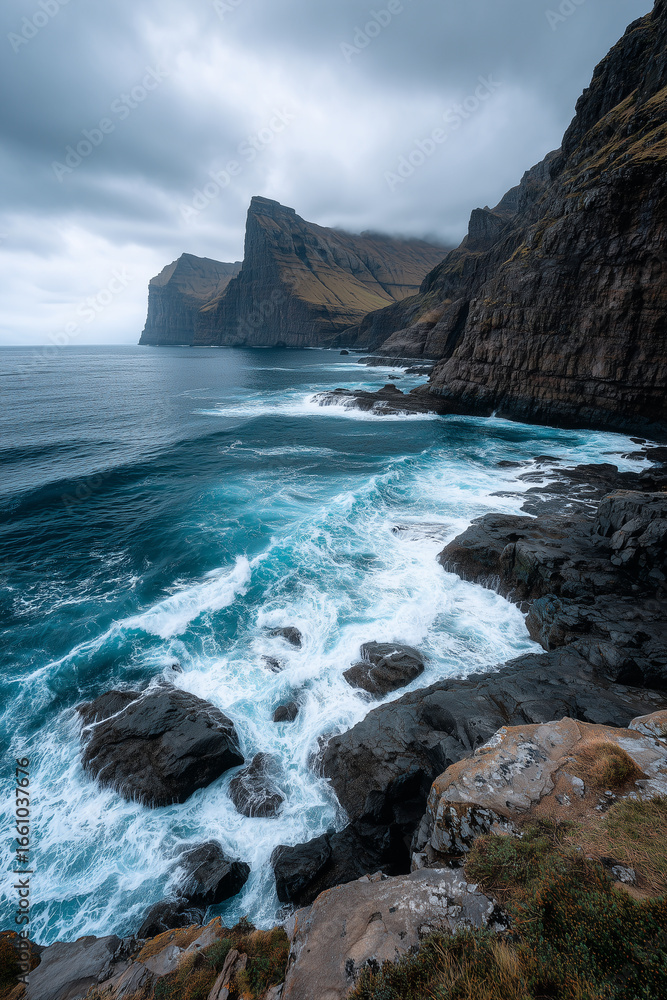 Fototapeta premium Dramatic View of Jagged Sea Cliffs
