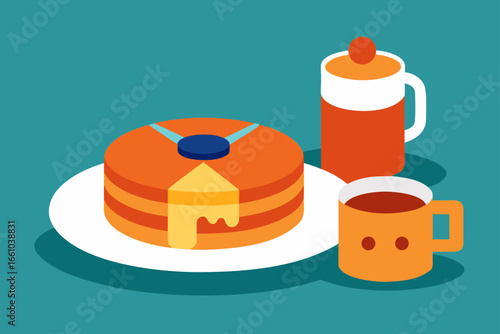 Weekend Brunch with Pancakes and Coffee