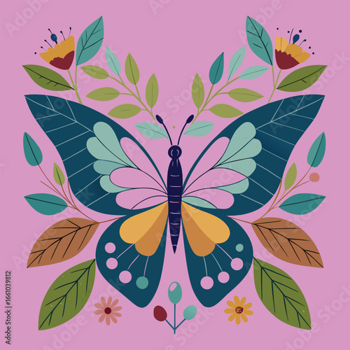 Charming butterfly with floral elements brings vibrant nature vibes to any design project