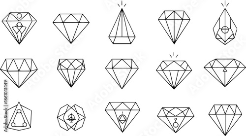 a set of different shapes of diamonds, geometric shapes, vector shapes