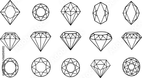 a set of different shapes of diamonds, geometric shapes, vector shapes
