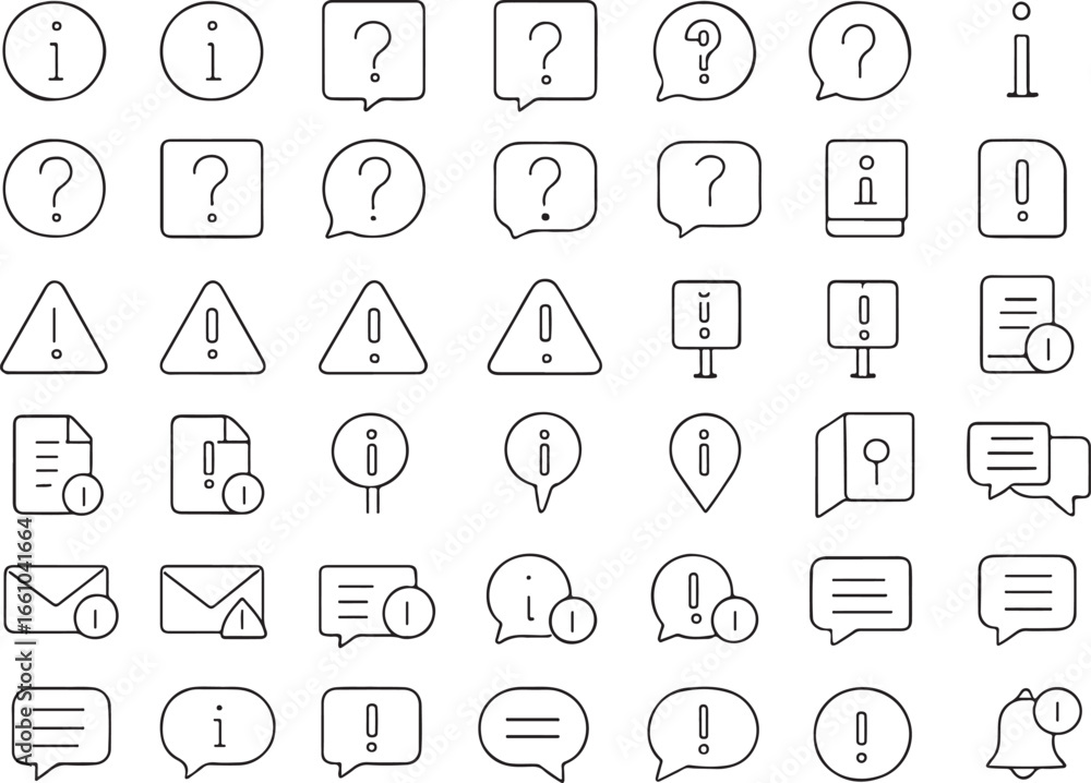 Fototapeta premium Information and warning icons set outline information icon