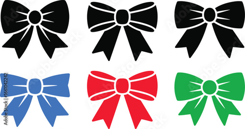Festive collection of decorative bows in various colors offering a design element for celebratory occasions and crafting projects enhancing visual appeal with vibrant shades