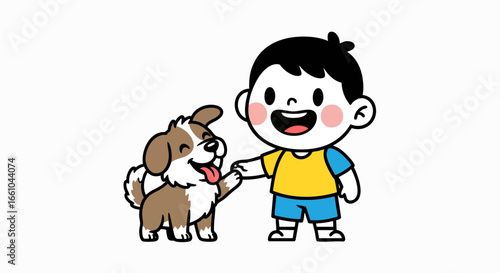 Boy and dog illustration