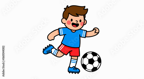 Child kicking soccer ball illustration
