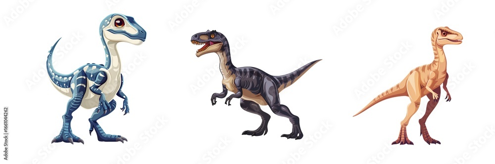 Naklejka premium Set of Dinosaur Illustration Isolated on Transparent Background. PNG