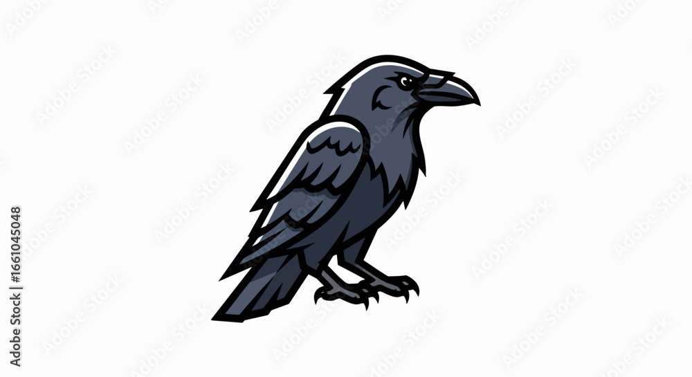 Fototapeta premium Raven illustration profile view