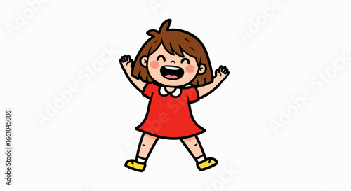 Happy girl cartoon illustration