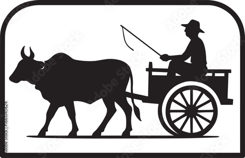 bullock cart silhouette vetor