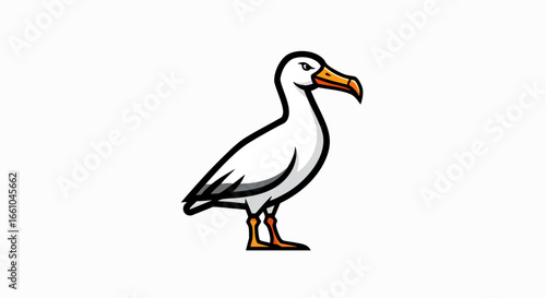 Seabird profile illustration white bird with orange beak graphic design element