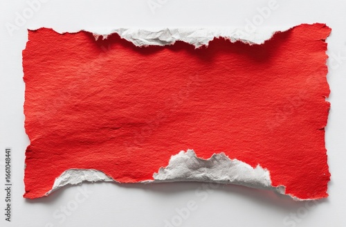 Ripped red paper on white background