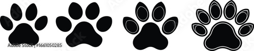 Cat paw print silhouette bon white background