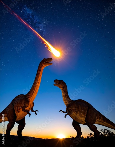 Dinosaurs and a meteor shower at dawn