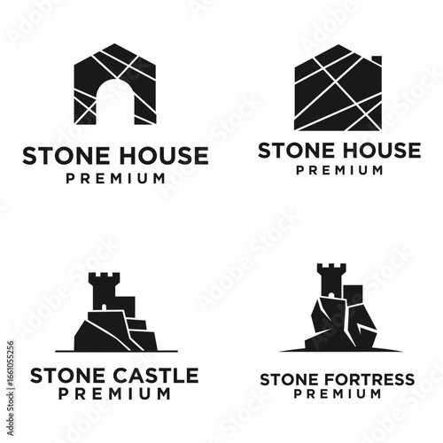 Geometric Stone House and Castle Logo Designs Collection