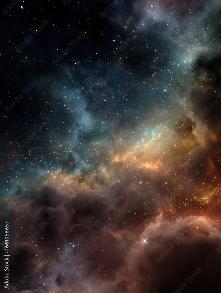 Obraz premium colorful cosmic clouds illuminated by stars in deep space during a majestic celestial event