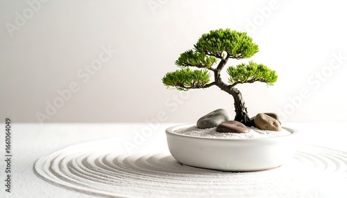 Miniature Bonsai Tree on Zen Garden