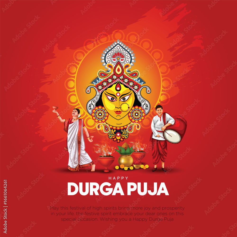 custom made wallpaper toronto digitalindian God durga in Happy Durga Puja Subh Navratri background. vector illustration