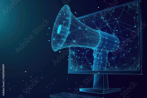 Digital Megaphone Announcement on Desktop Screen