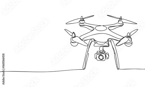 Drone Silhouette in Continuous Line Art