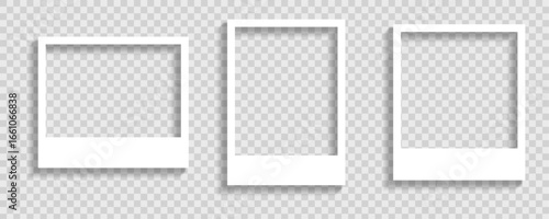Realistic polaroid empty photo frame mock up with shadow Vector illustration