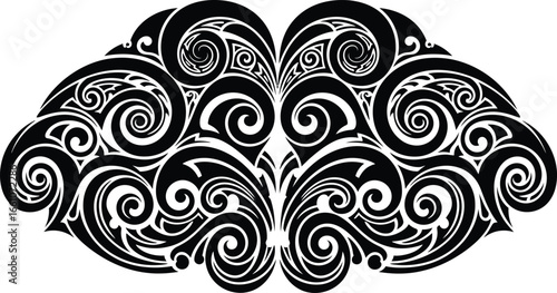 Black tribal swirl pattern ornamental design element vector