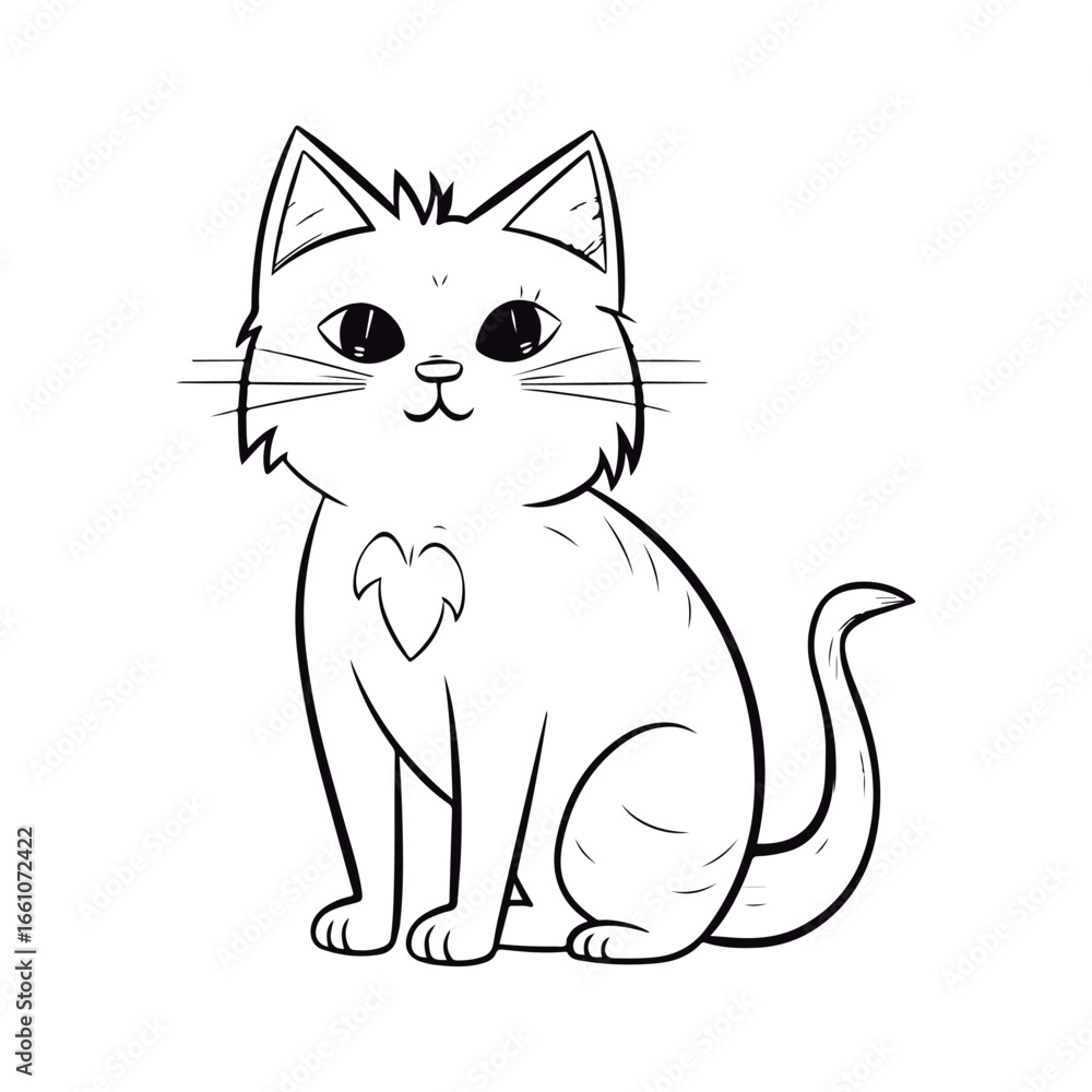 Fototapeta premium Cute cartoon Nebelung Black and white vector illustration for coloring book.