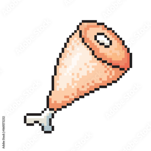Leg meat in pixel art style on isolated white background