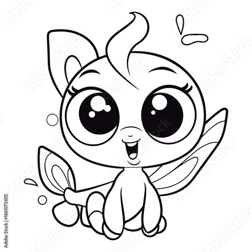 Coloring book for children baby guppy fish kawai vector illustration isolated on a white background.