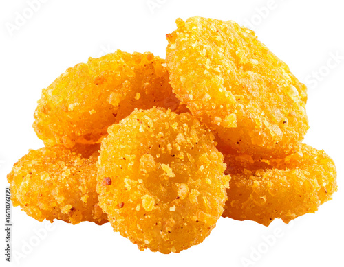 Pile of Glazed Fried Karaage Nuggets Ready to Serve, isolated on transparent background.