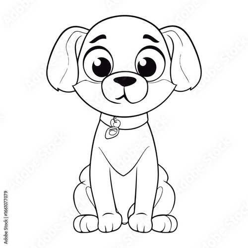 Cute Cartoon baby Dog kawai outlined for coloring book isolated on a white background.