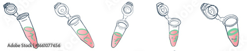 Microcentrifuge Tube PNG Illustration with Pink Liquid for Laboratory and Biology Clipart