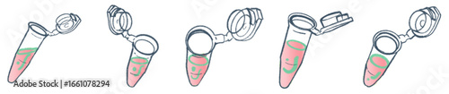 Microcentrifuge Tube PNG Illustration with Pink Liquid for Laboratory and Biology Clipart