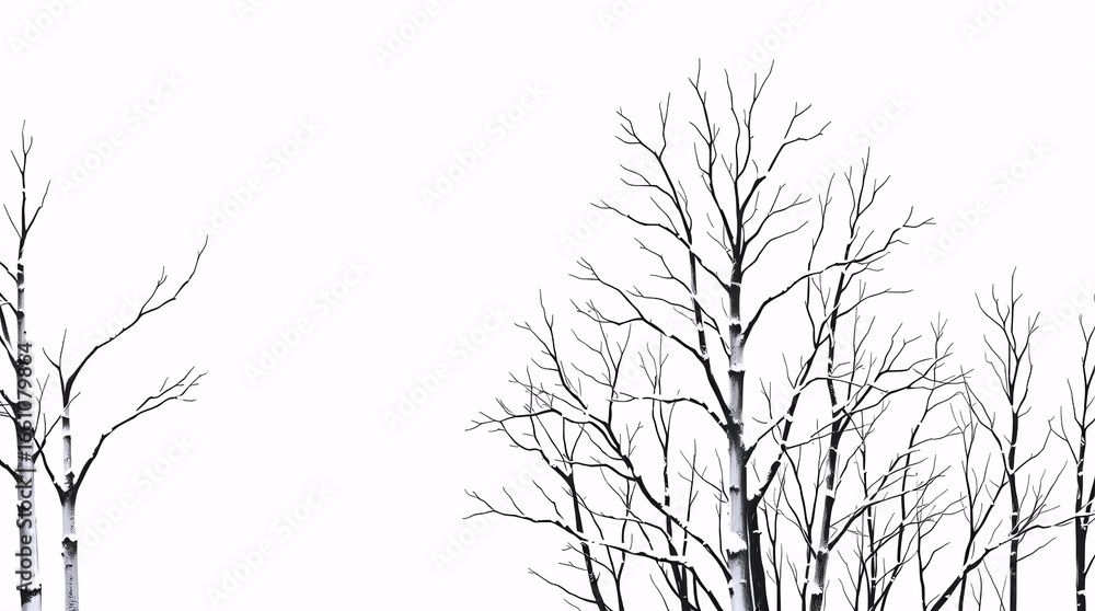 Fototapeta premium artistic sketch of tall bare winter tree