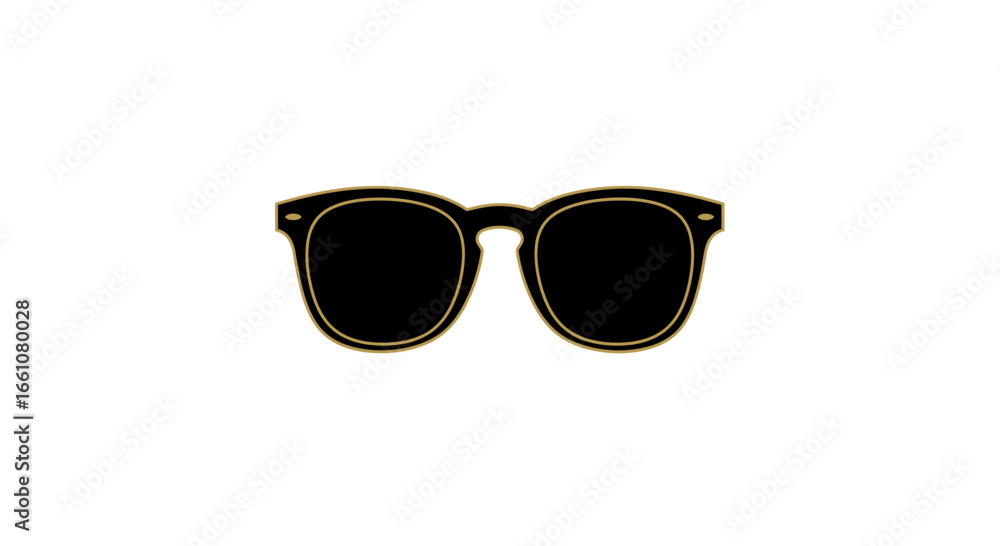 Fototapeta premium Vector Modern Geometric SVG Icon Set with Sunglasses Illustration in Black and Gold Line Art Style
