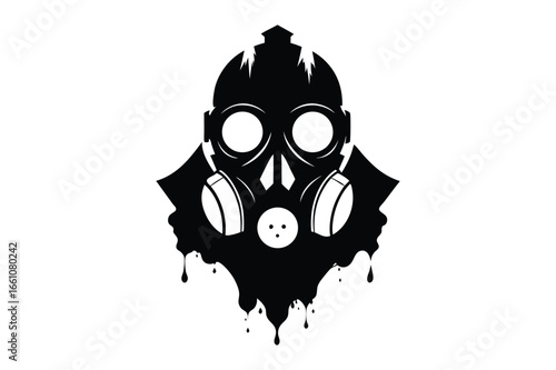 Gas mask silhouette vector illustration, Set of Gas mask silhouette