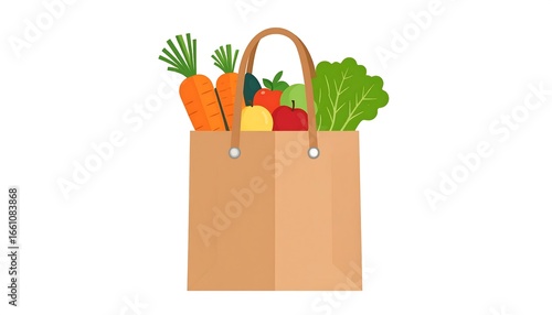 Grocery paper bag filled with fresh produce