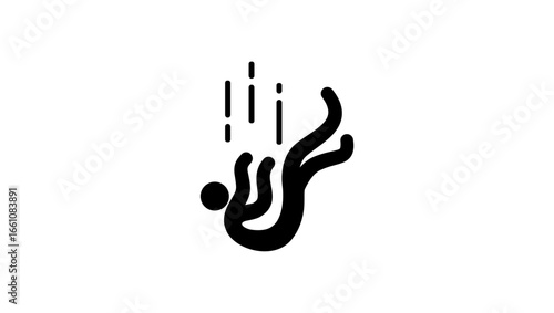 falling man symbol, black isolated silhouette