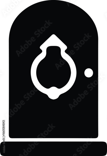 Illustrator Vector antique wooden door with knocker silhouette