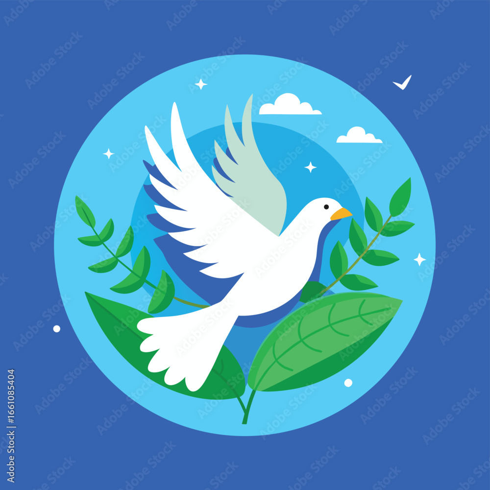 Obraz premium Stylized illustration celebrating international day of peace with abstract shapes and vibrant colors suitable for global awareness campaigns