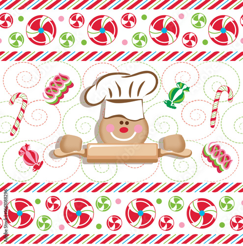 New Gingerbread man house seamless  holiday christmas 2026
