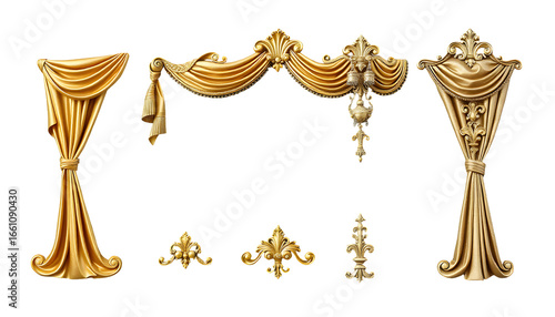 Golden Curtains and Ornate Decorative Elements