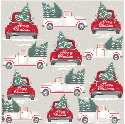Vintage  old truck  Christmas delivery seamless 2026