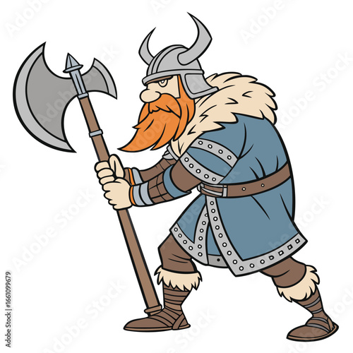 Cartoon vector illustration of a soldier and a farmer with sword