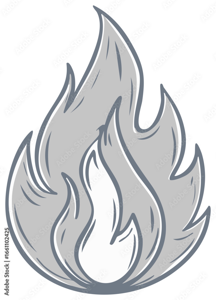 Fototapeta premium Stylized Grey Fire Illustration