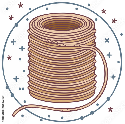 Illustration of natural jute twine spool for crafting and gift wrapping needs