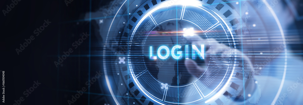 Naklejka premium Concept of login. Business, Technology, Internet and network concept.