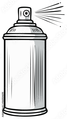 Aerosol Paint Can Spraying Outline Illustration Industrial Application