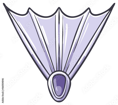Vibrant Cartoon Purple Single Swim Fin or Flipper Illustration for Swimming and Diving