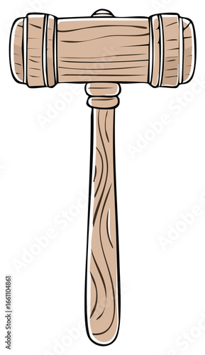 Stylized Wooden Gavel Illustration Symbolizing Law, Justice, Authority, and Fair Decisions