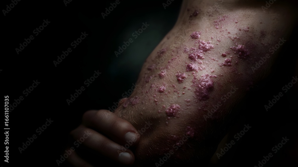 Naklejka premium Bacterial infection on skin surface with clinical lighting